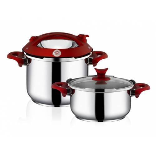 Presto 4 & 6 Liter Pressure Cooker Red Quality Stainless Steel Surface Birbiriyle Full Compatible Interchangeable Cover