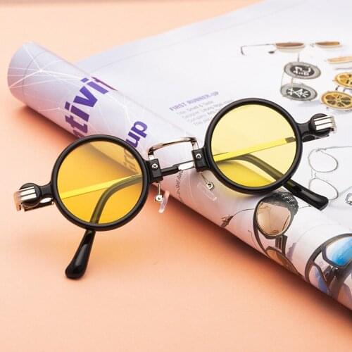 European and American Retro Steampunk Style Small Frame Sunglasses Womens Net Red Same Style Hip Hop Round Sunglasses Female