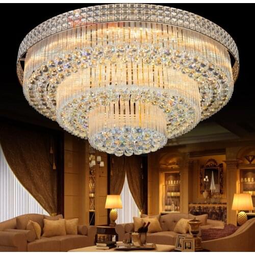 Modern Crystal Ceiling Lights Lamps Luxury Ceiling lamps Golden luminaria deckenleuchte Round Crystal Lighting Home LED Fixture