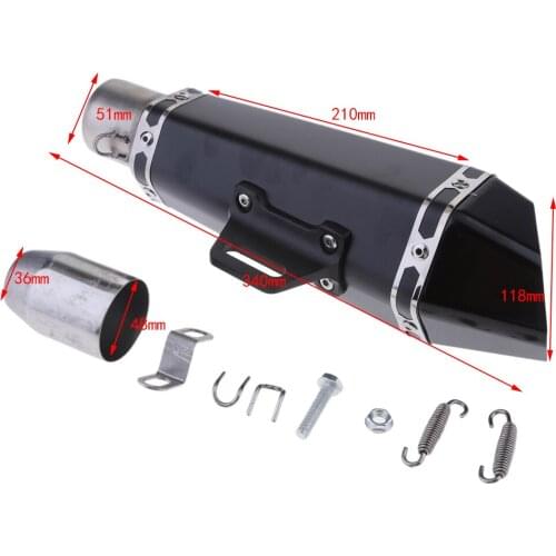 Universal Black Exhaust Muffler Pipe Slip on Motorbike Street Bike 51mm 2
