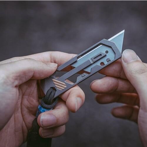 Titanium Alloy Utility Knife Lightweight Convenient Quick Release Push Knife with Detachable Blade