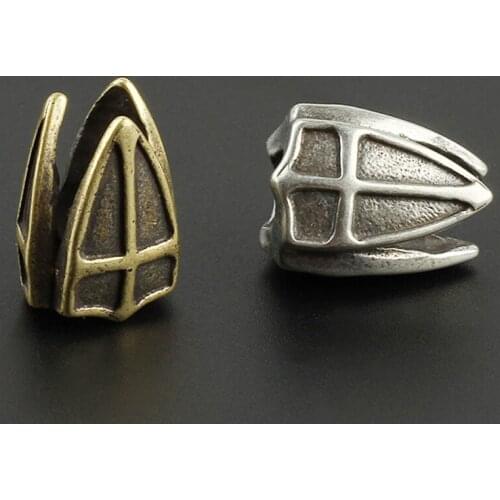 Vintage Brass Knife Beads Three-sided Paracord Beads EDC Shield Paracord Bead