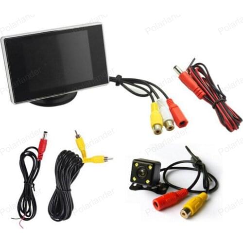 LCD TFT Display 2 video input Car Monitor Reversing 3.5 inch Screen With 4 LED Night Vision Rear View Camera