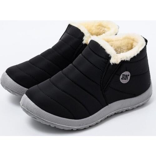 Men Boots Lightweight Winter Shoes For Men Waterproof Mens Shoes Non-Slip Sneakers Male Fur Warm Black Snow Boots Outdoor Shoes