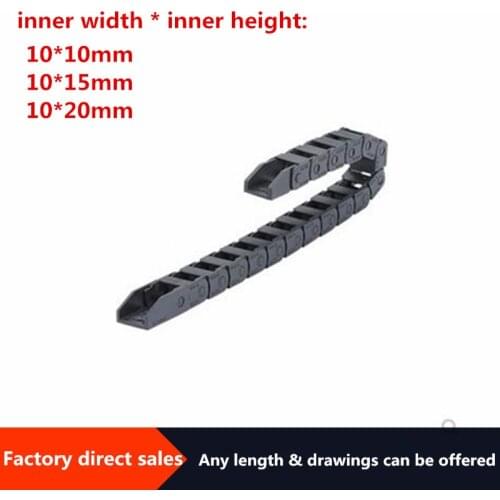1pc 10 x 10mm 10*15mm 10*20mm L1000mm Cable Drag Chain Wire Carrier with end connectors for CNC Router Machine Tools