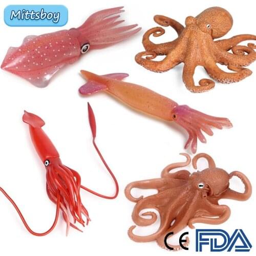 1Pcs Simulation Solid Marine Animal Model Squid Underwater Animal Octopus Octopus Squid Action Figures Educational Science Toys