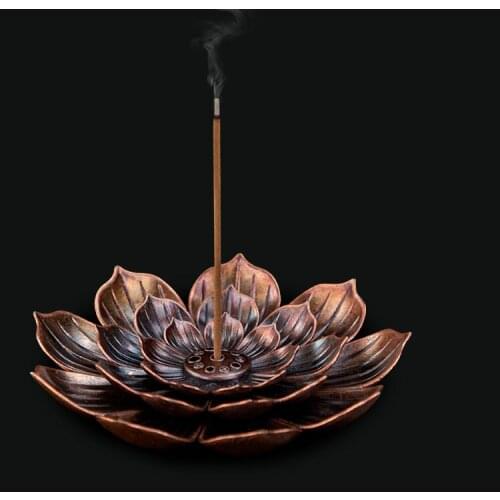 1PC Alloy Incense Burner Stick Holder Plate Buddhism Lotus Censer