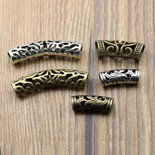 10pcs/lot Big Hole 5mm, Metal Tube Spacer Beads for Jewelry Making fits Charms Bracelet Necklace DIY Handmade Findings