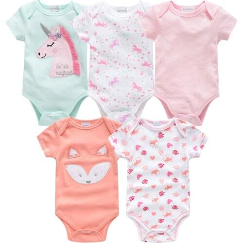 2019 Newborn Bodysuit Cotton Baby Girl Boy Clothes Short Sleeve Outfit Cartoon body bebe menina 5Pcs/set body baby ropa de bebe