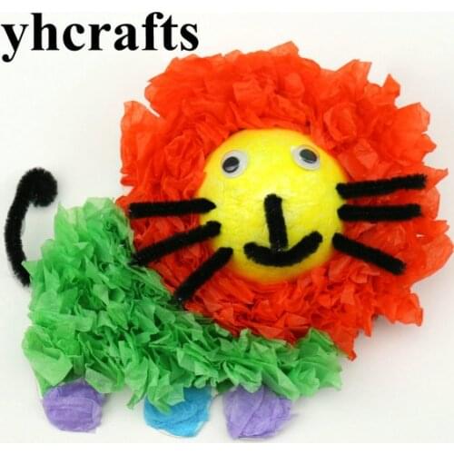 6PCS/LOT.DIY tissue paper lion craft kits,Tissue art,Home decoration,DIY toys,Crafts toy,Home oranment,Kids toys.Wholesale