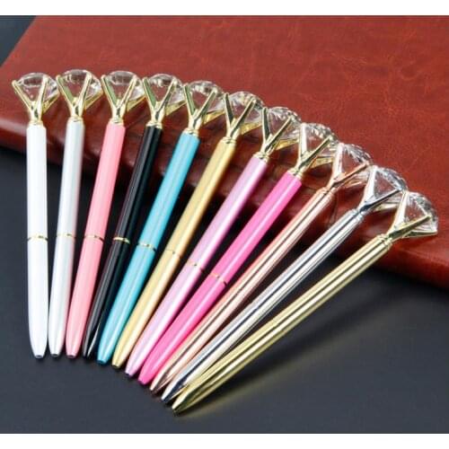 Back To School Students Gift Ballpoint Pen Creative Rhinestone Crystal Head Ball Pen kids Birthday Party Favors bag filler black