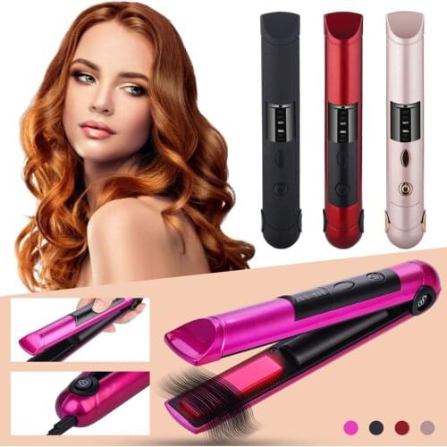 Wireless Hair Straightener Curler Usb Rechargeable Adjustable Temperature Wireless Hair Straightener Curler Usb Rechargeable
