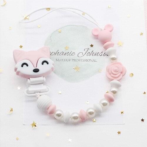 Baby Pacifier Chain Clip Silicone Beads Wooden Holder Toddler Teether Teething Soother Pacifier Clips Nipple Babies Shower Gift