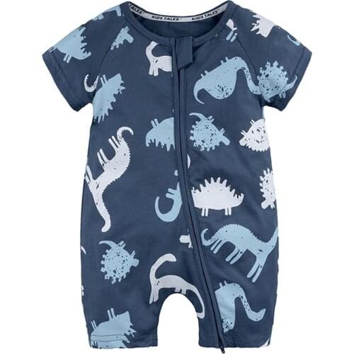 Baby Bodysuit Infant Short Sleeve Zipper One-Pieces Cotton Print Born Crawling Toddler Clothes Girl And Boy Jumpsuits Romper