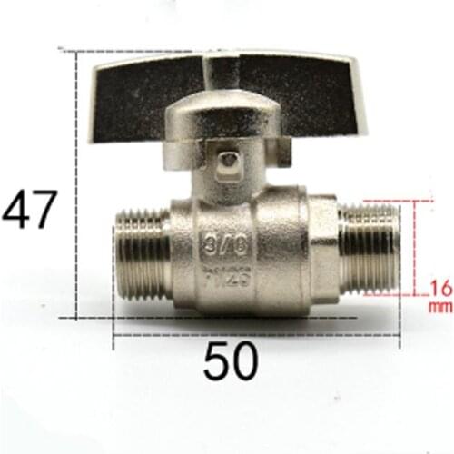 DN10 G 3/8" BSP Male Brass Ball Valve Water Gas Oil Port Size 10mm With Handle