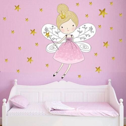 Elf Princess Wall Decal Cartoon childrens room home decor Graffiti sticker Wall stickers for kids rooms Girl bedroom mural