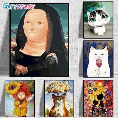 GATYZTORY Framed Cartoon Animal Paint By Numbers For Adults Kids Canvas painting Home Decor Coloring By Numbers
