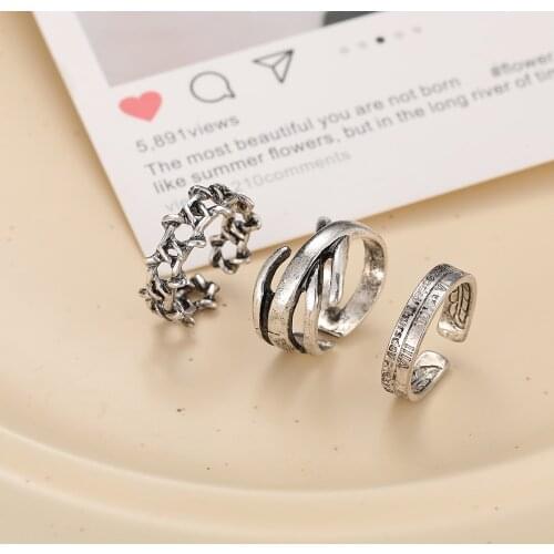 Vintage Silver Plated Mermaid Ring for Women Gothic Angel Wing Punk Steampunk Heart Butterfly Skull Ring Sets Party Jewelry 2021