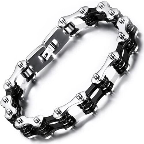 Cool Punk Men Biker Bicycle Motorcycle Chain Mens Bracelets & Bangles Fashion 316L Stainless Steel Jewelry