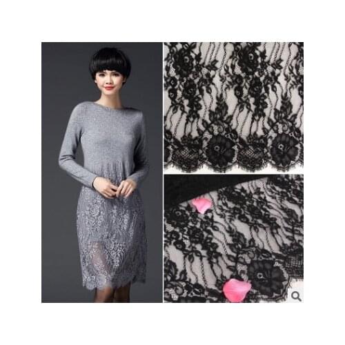 Eyelash lace Wide 150CM Handmade DIY apparel clothing veil Accessories free shipping black/white lace fabric