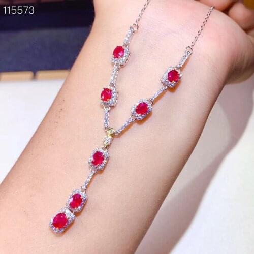 Best Gift Real and Natural Ruby necklace pendant S925 sterling silver Natural real ruby Pendant