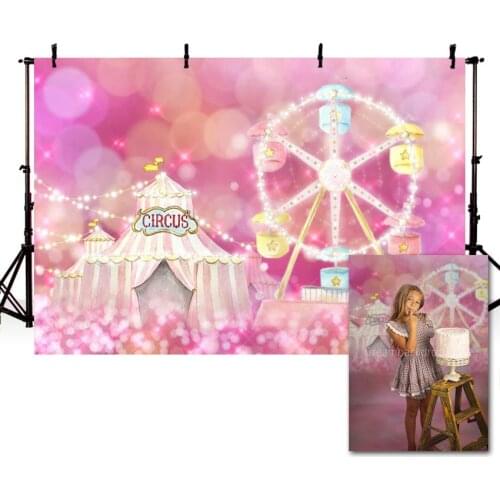 Mehofond Circus Pink Tent Backdrop Glitter Bokeh Polka Dots Girl Birthday Party Ferris Wheel Photography Background Photo Studio