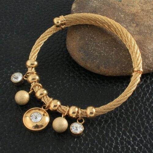 Fashion Stainless Steel Jewelry Simple Bangle Bracelet Gold Color Hot For Women Gift BRYZ074