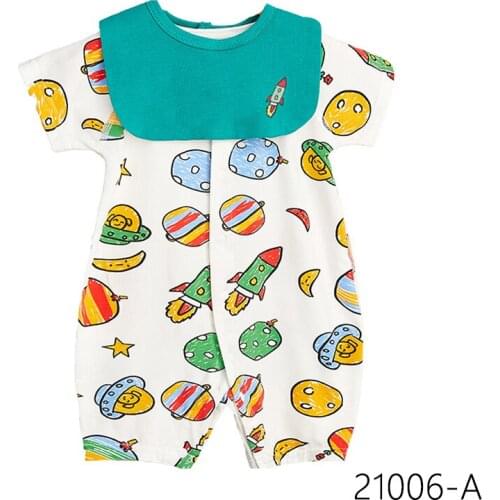 With bib Cheap cotton Baby romper Short Sleeve baby clothing One Piece Summer Unisex Baby Clothes girl and boy jumpsuits Giraffe