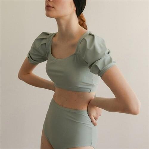 2021 New Korean High Waist Swimwear Women Bikini Sets Bikinis Sexy Biquini Bathing Suit Push Up Swimsuit Beachwear