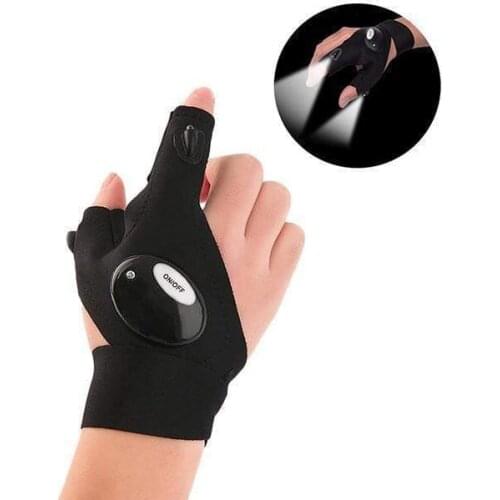 Night Light Waterproof Fishing Gloves with LED Flashlight Rescue Tools Outdoor Gear Cycling Practical Durable Fingerless Gloves