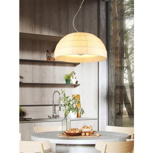 Silk Fabric Pendant Lights Dining Room Table Pendant Lamps Nordic Modern Living Room Bedroom Study Round Cloth Hanging Lights