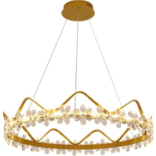 Nordic ring curve crystal pendant lights bedroom modern dining room led pink lamp living room dimming hanging lights fixtures