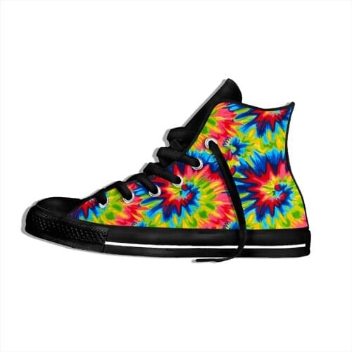 Multicolor Tie Dye Novelty Design Lightweight High Top Canvas Shoes Men Women Casual Breathable Sneakers