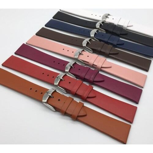 Smooth surface strap pu Men Women 12 14 16 18 20 22 mm Smooth Grain Genuine Leather (cow Split) Watch Band soft leather Watches