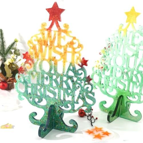 TC129 Christmas Tree Star Moon Sun Resin Silicon Mold With Home Love Family Word Letter Epoxy Moulds Kits For House Decoration