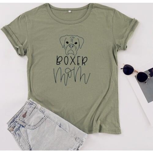 Boxer mom UNISEX Dog mom shirt mama Women 100% cotton Short Sleeve Top Tees Cotton O Neck Casual Mother Shirts Drop shipping