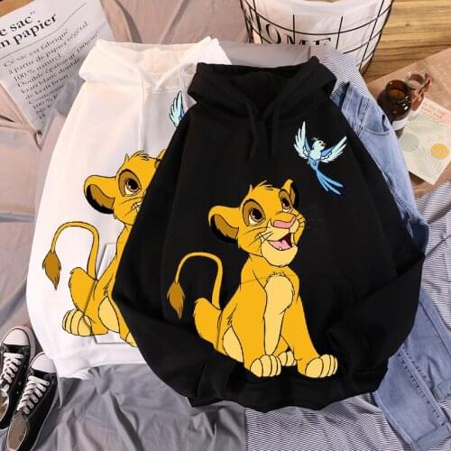 Disney Women Hoodies Mickey The lion king Hoodies Cartoon Tops Long Sleeve Pockets Sweatshirts Harajuku Fashion oversized hoodie