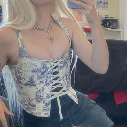 Womens Hollow Out Lace Up Bustier Tank Tops girdle Slimming Waist Corsets with Straps for Party Club Ordinary Streewear