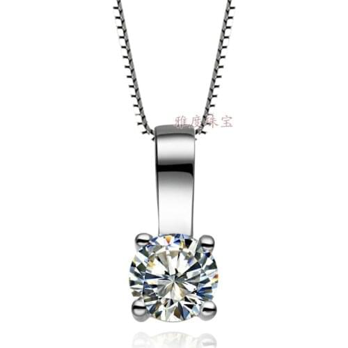 Ceremony 1Ct 6.5 mm G-H Moissanite Diamond Pendant Marriage Jewel TEST POSITIVE 925 Sterling Silver Promise Women Necklace