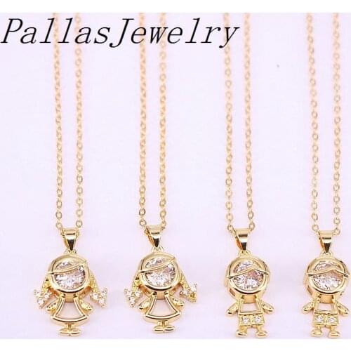 10Pcs Gold Color Micro pave CZ necklace Charm Sparkling Clear Cubic Zirconia Kid Girl Charms Pendant Statement Necklace