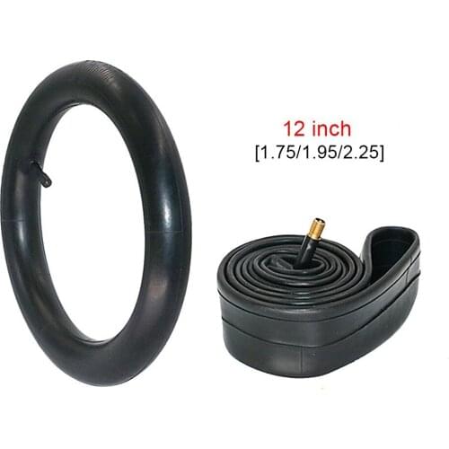 12 Inch Bike Bicycle Inner Tube Natural Rubber With Straight -Schrader Valve AV Air Nozzle 12x1.75-2.125 Butyl