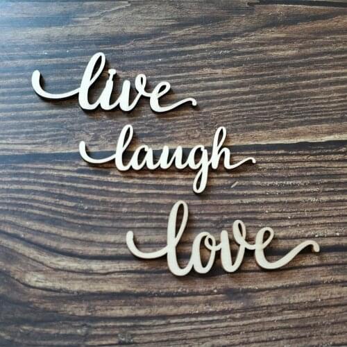 12pcs Wood Live Laugh Love Laser Cut Sign Home Room Wall Decor Quote Signs Wooden Anniversary Gift