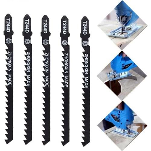 5Pcs T144D T244D Jig Saw Blades Alloy Steel Curve Cutting Reciprocating Saw Blade For 4-50mm Wood PVC Fibreboard Power Tool