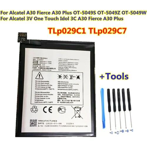 New 3000mAh TLp029C1 TLp029C7 Battery For Alcatel A30 Fierce A30 Plus OT-5049S OT-5049Z OT-5049W Smart Phone Battery