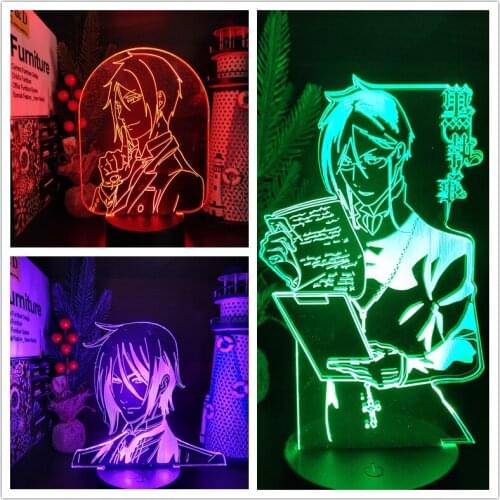 Anime 3D Lamp Black Butler Led Night Light Illusion Color Change Lampara Bedroom Decor Manga Gift Nightlight Anime Table 3D Lamp