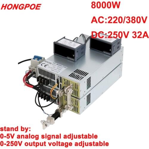 8000W 250V Power Supply 0-250V Adjustable Power 0-5V Analog Signal Control 220V 380V AC-DC 250V 32A High Power Transformer LED