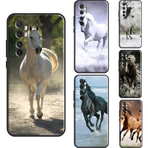 Horse Racing Run White Brown Animal For Xiaomi Mi 11 Lite Note 10 Mi 11 Ultra 10T Pro Phone Case For POCO F3 F1 F2 M3 X3 Pro