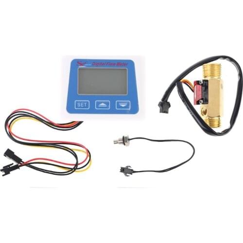 Digital Lcd Display Water Flow Sensor Meter Flowmeter Rotameter Temperature B85C