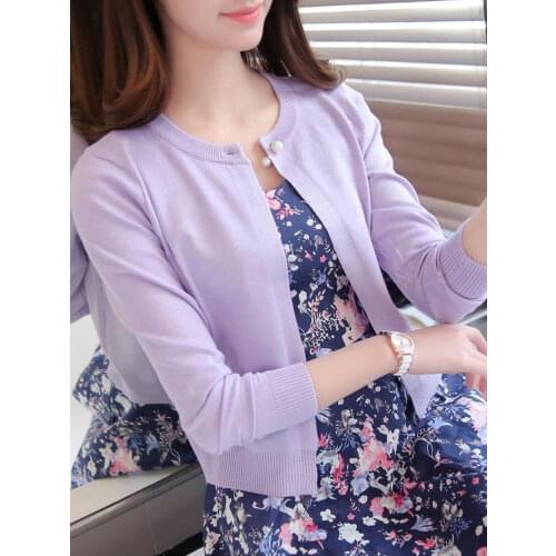 Spring autumn sweater cardigan dress sunscreen shawl thin coat a long sleeved sweater sweater girl summer air conditioning