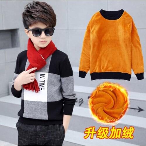 Childrens clothes boys sweater thick cotton knitted undershirt 3-14 years old